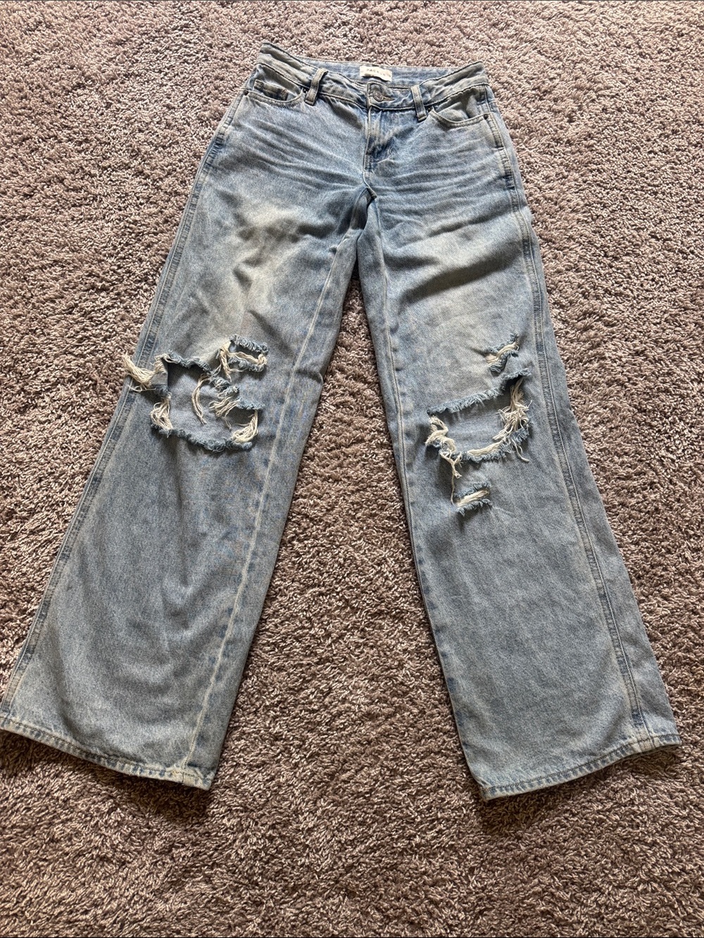 PacSun Light Blue Distressed Wide-Leg Women’s Jeans - Size 22